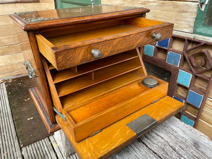 Exquisite compact oak stationary/writing cabinet c1910 - 33x26x24