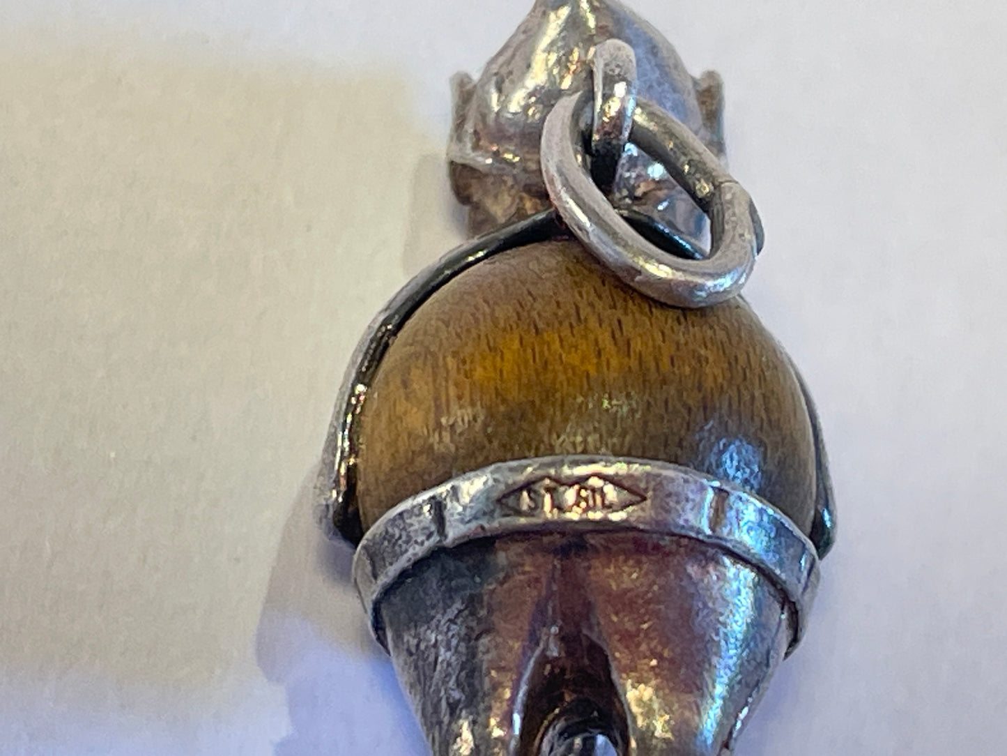 Marked Sterling silver Nuvo Touchwud gnome charm 23mm tall