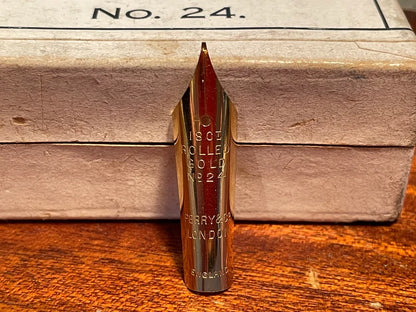 Vintage Perry & Co. No. 24 Nib – 18ct Rolled Gold Dip Pen Nib, London Writing Tool