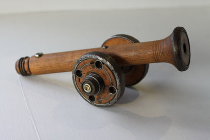 A Folk art model of a Cannon made from Antique Bobbins and Pins from The Pennines.