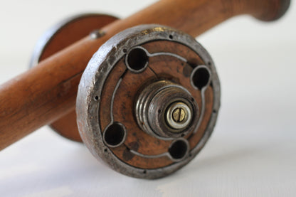 A Folk art model of a Cannon made from Antique Bobbins and Pins from The Pennines.