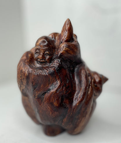 A Charming Hand Carved Original Root Carving of Happy Buddha