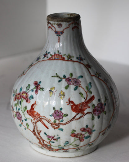 A Chinese Kangxi Period Clobbered Bottle Vase, Reduced in Height, 18cm heigh