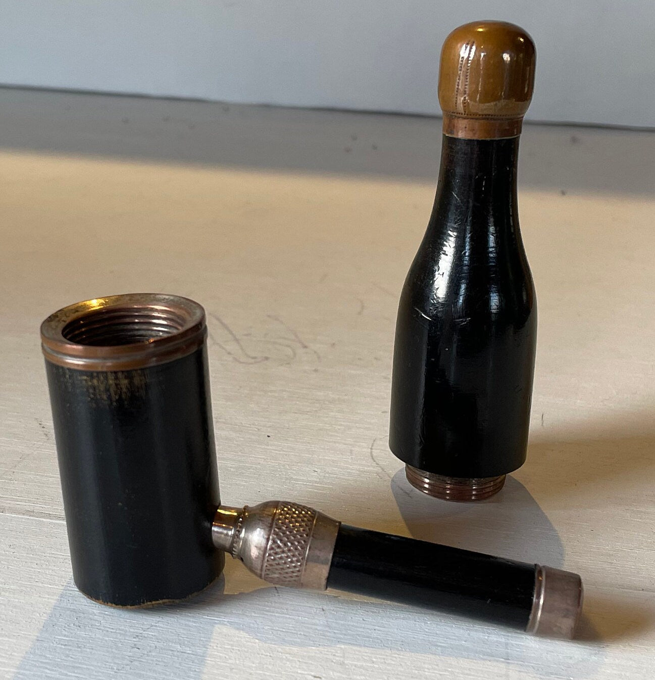 A Very Unusual Novelty Wooden Smoking Pipe in The Form of a Champagne Bottle 1907