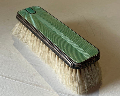 An Engine Turned Guilloche Enamel Silver Clothes Brush -Birmingham 1937 by William Neale & Son Ltd