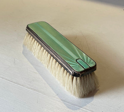 An Engine Turned Guilloche Enamel Silver Clothes Brush -Birmingham 1937 by William Neale & Son Ltd