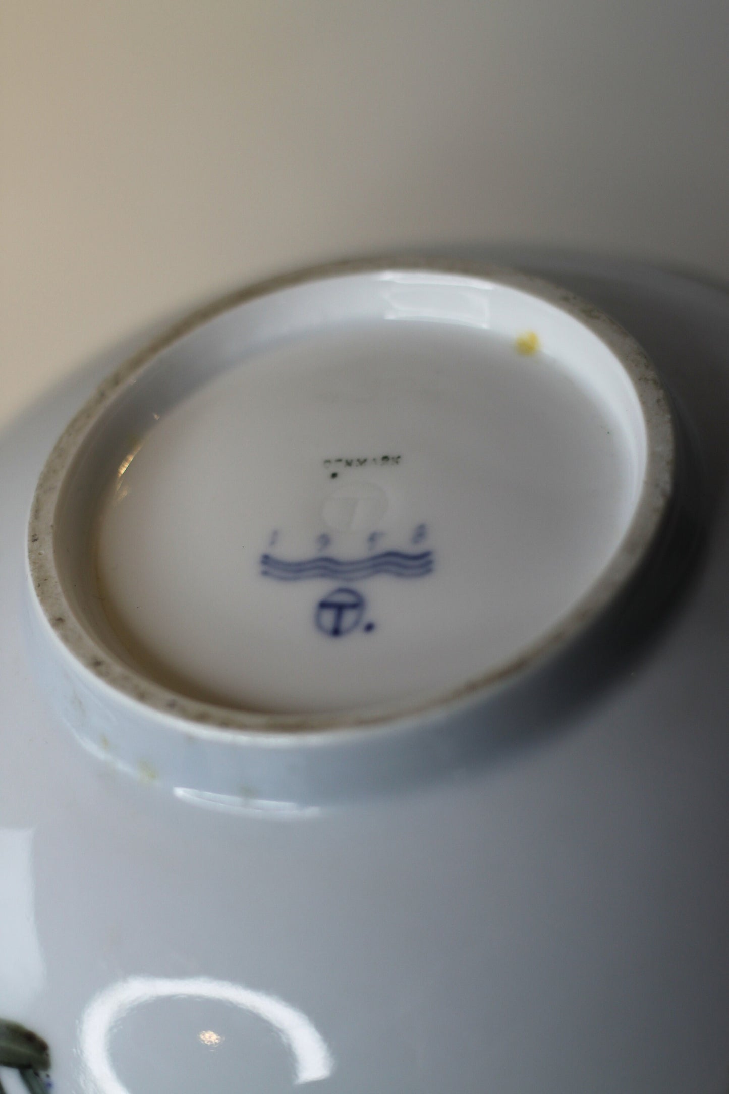 A Royal Copenhagen, Danish Porcelain Footed Bowl,  Hand Painted With Stylised Birds, Dated 1958 to The Base, 12cm High x 23cm in Diameter