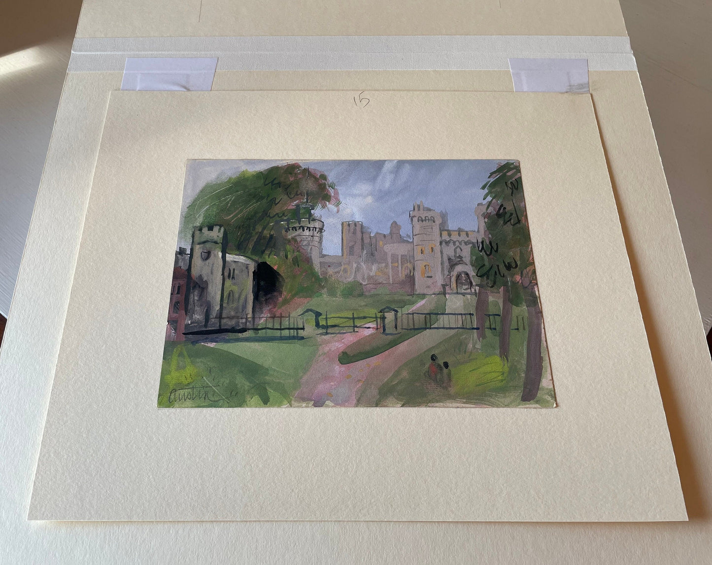 An Original Mounted Watercolour and Bodycolour Signed by Austin Taylor 1908-1992 - Near Windsor Castle UK