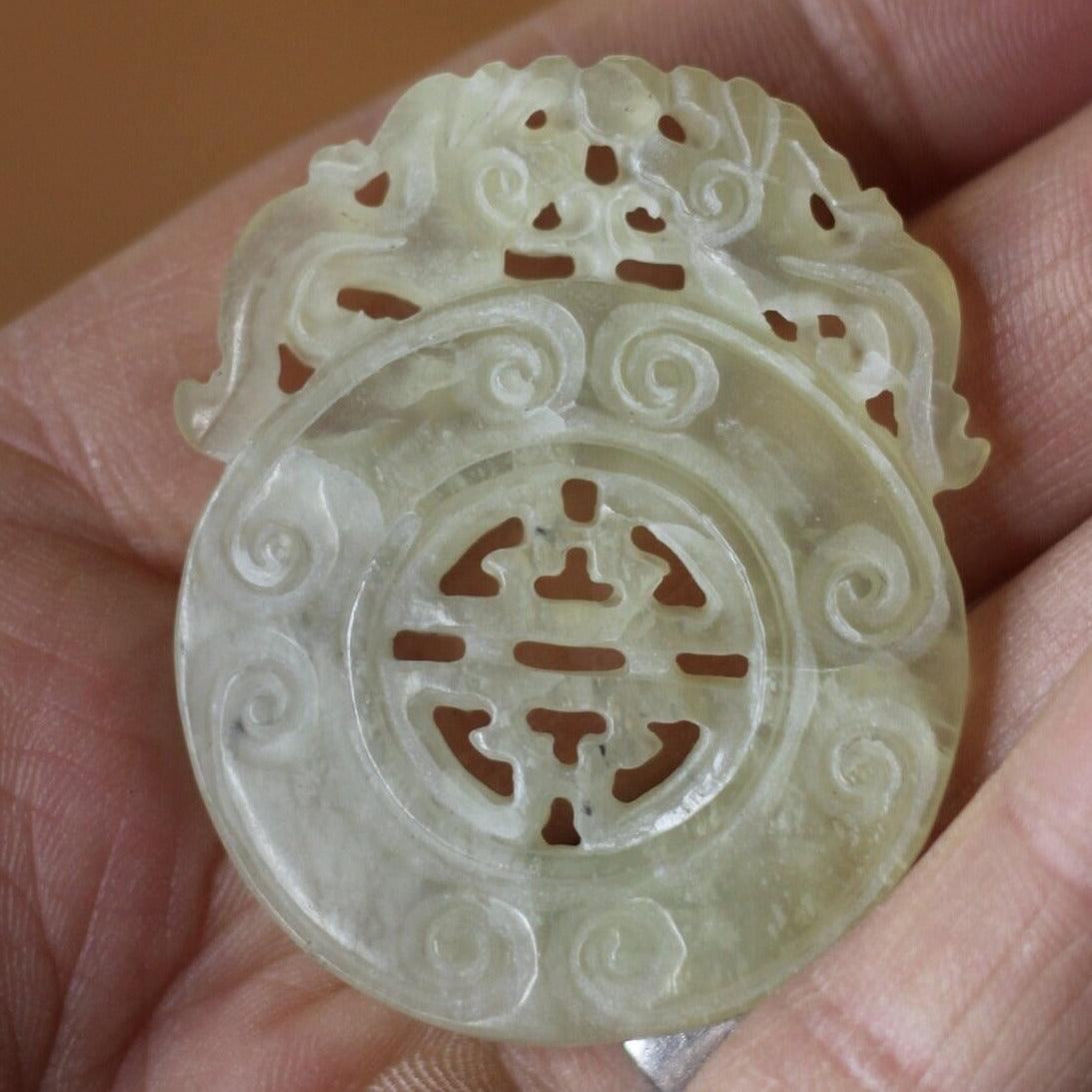 A Chinese Jade Bi Disc/Pendant  5cm Tall