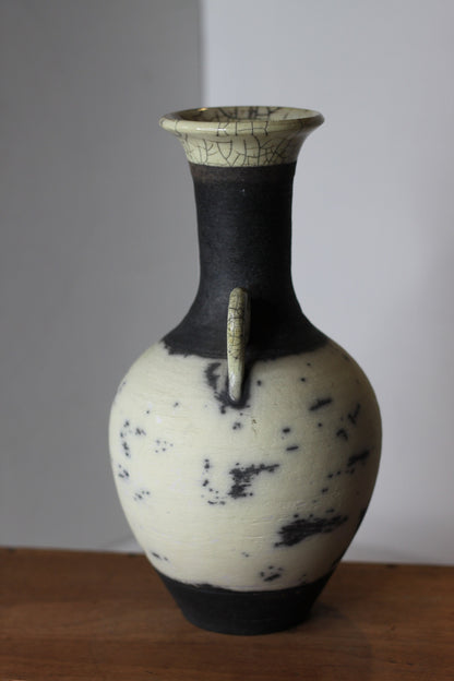 A Jane Bridger Studio Pottery Raku Vase/Urn in Classical Form, Signed to Base, Height 30cm