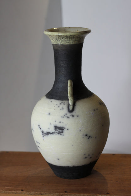 A Jane Bridger Studio Pottery Raku Vase/Urn in Classical Form, Signed to Base, Height 30cm