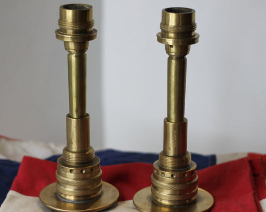 A Pair of Hand Made Brass Trench Art Candlesticks, 225mm in Height