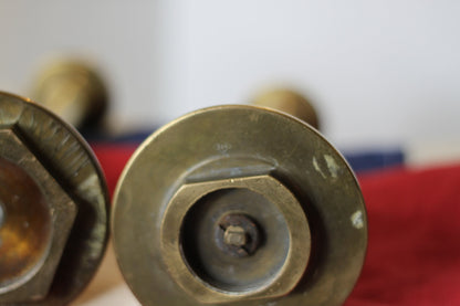 A Pair of Hand Made Brass Trench Art Candlesticks, 225mm in Height