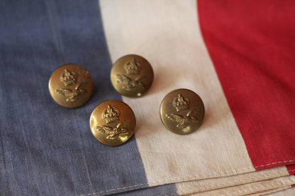 Four WWII RAF Uniform Brass  Buttons 24mm Diameter by J R Gaunt & Son Established in Birmingham in 1884