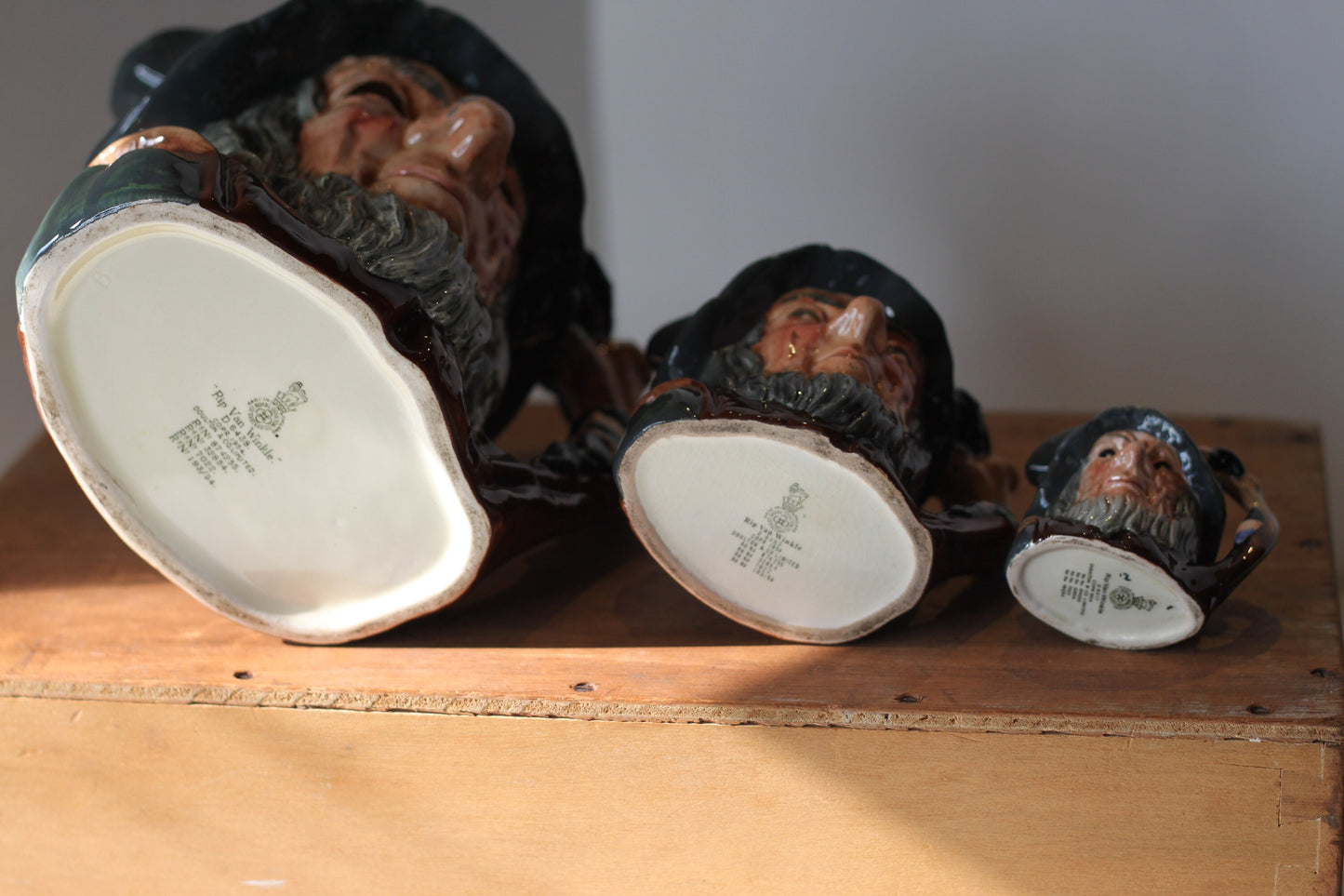 A Complete Graduated Set of Royal Doulton Rip Van Winkle Toby Jugs in Very Good Condition