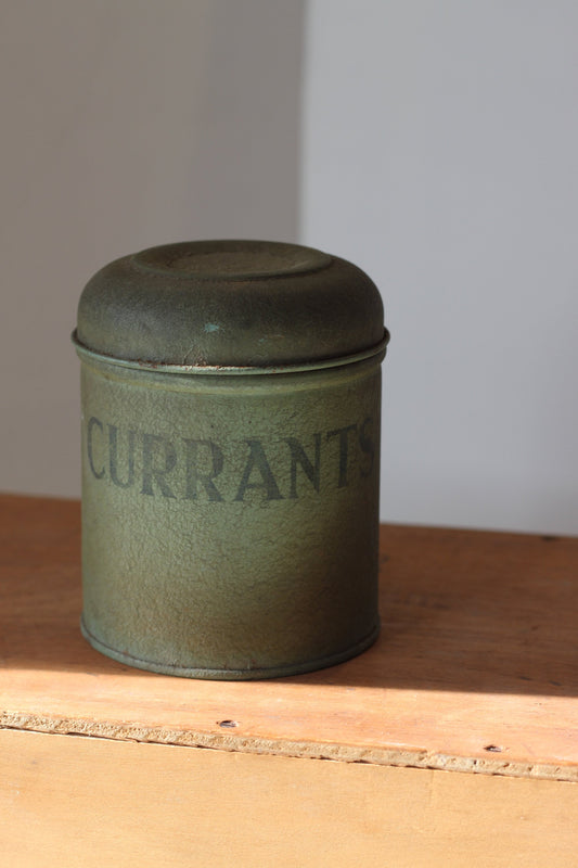 A  lovely 50's Hinged Lid Original 'Tala' Branded, Made In England Vintage green tin for your Currants