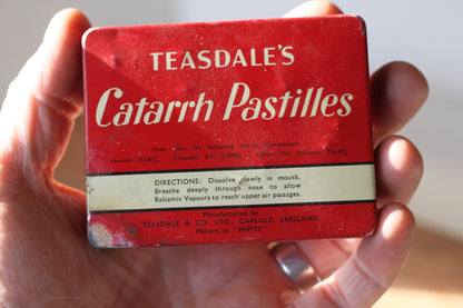 a vintage Teasdale's Catarrh Pastilles tin 9x7cm