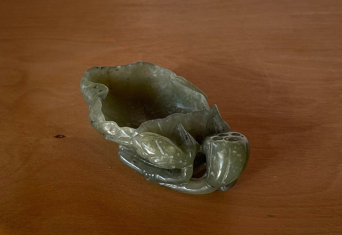 A Chinese Hand Carved Delicate Jade Brushwasher