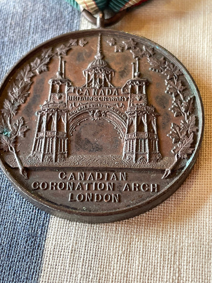 A Medallion Fob With Original Ribbon Commemorating The Canadian Coronation Arch London -  For The Coronation of King Edward VII in 1902