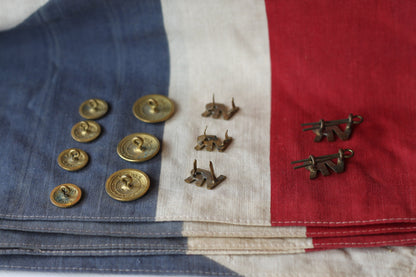 Five Volunteer Reserves  Brass 'VR's' Title badges and  Seven oTs Officer Training School Gilt Uniform Buttons by  Firmin & Sons