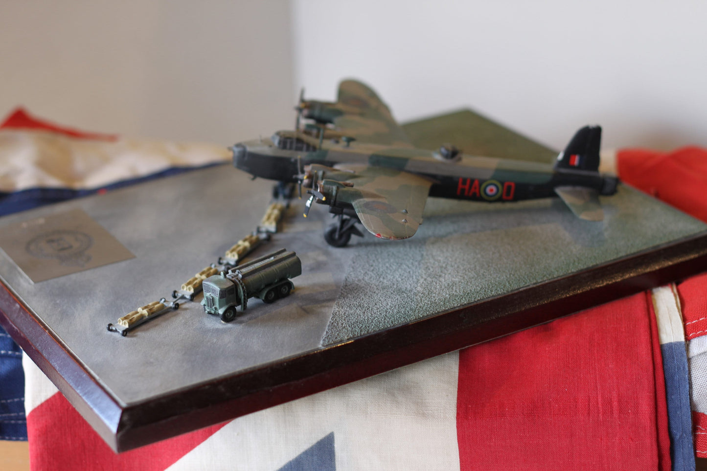 A limited Edition Stirling Mk III Pewter Model by Diverse Images To Celebrate Flight Sergeant A.L. Aaron and His Bravery