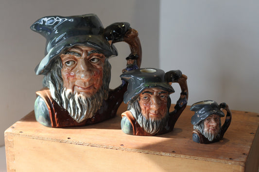 A Complete Graduated Set of Royal Doulton Rip Van Winkle Toby Jugs in Very Good Condition