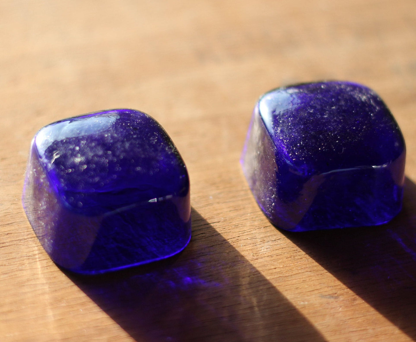 Two Cobalt Blue Glass Liners For Salt Cellars etc 36mm across