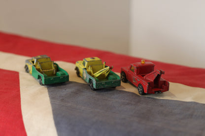 Three Diecast Metal Recovery Trucks By Lesney and Corgi From The 1960's