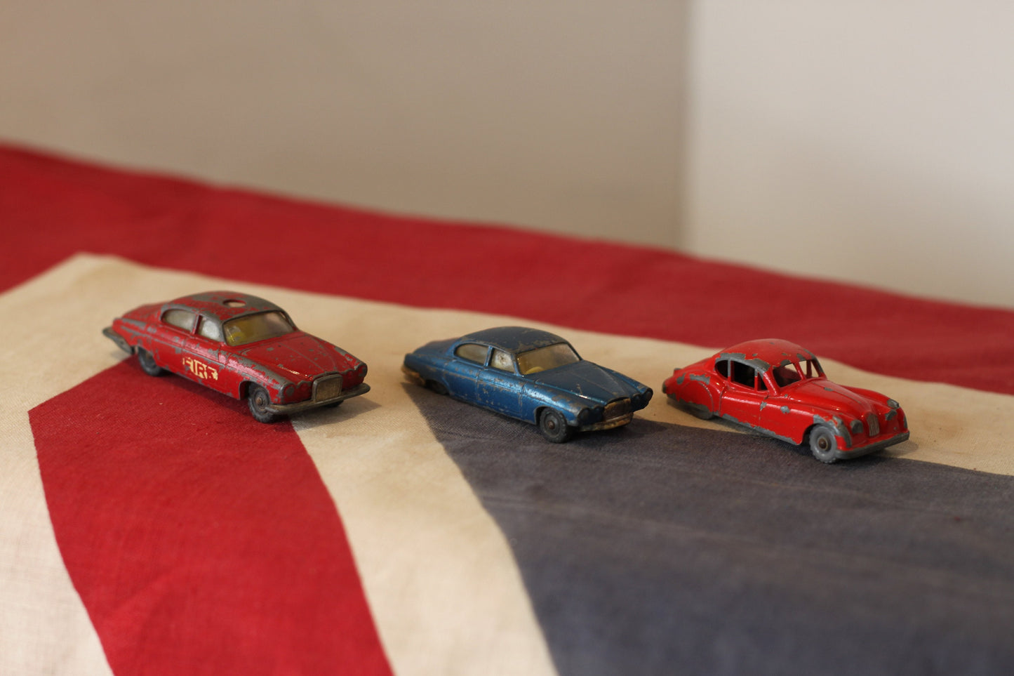 Three Diecast Metal Jaguar Toy Cars - by Husky and Lesney From The 1960's