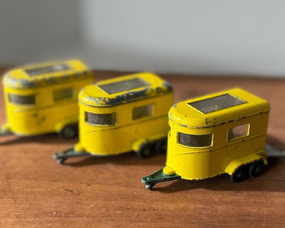 Three Vintage Diecast Matchbox Series, "Pony Trailer" No. 43 by Lesney England - Trailer Door & Original Wheels - Circa 1960's