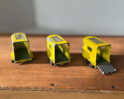 Three Vintage Diecast Matchbox Series, "Pony Trailer" No. 43 by Lesney England - Trailer Door & Original Wheels - Circa 1960's