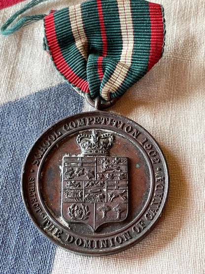 A Medallion Fob With Original Ribbon Commemorating The Canadian Coronation Arch London -  For The Coronation of King Edward VII in 1902