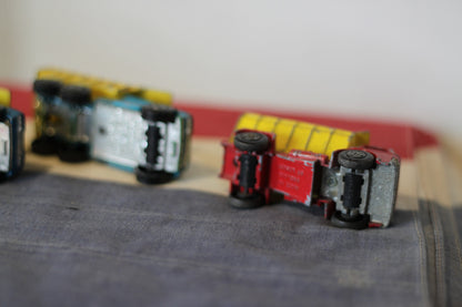 Five Diecast Metal Matchbox Series Toy Trucks and One Trailer By Lesney 1960's