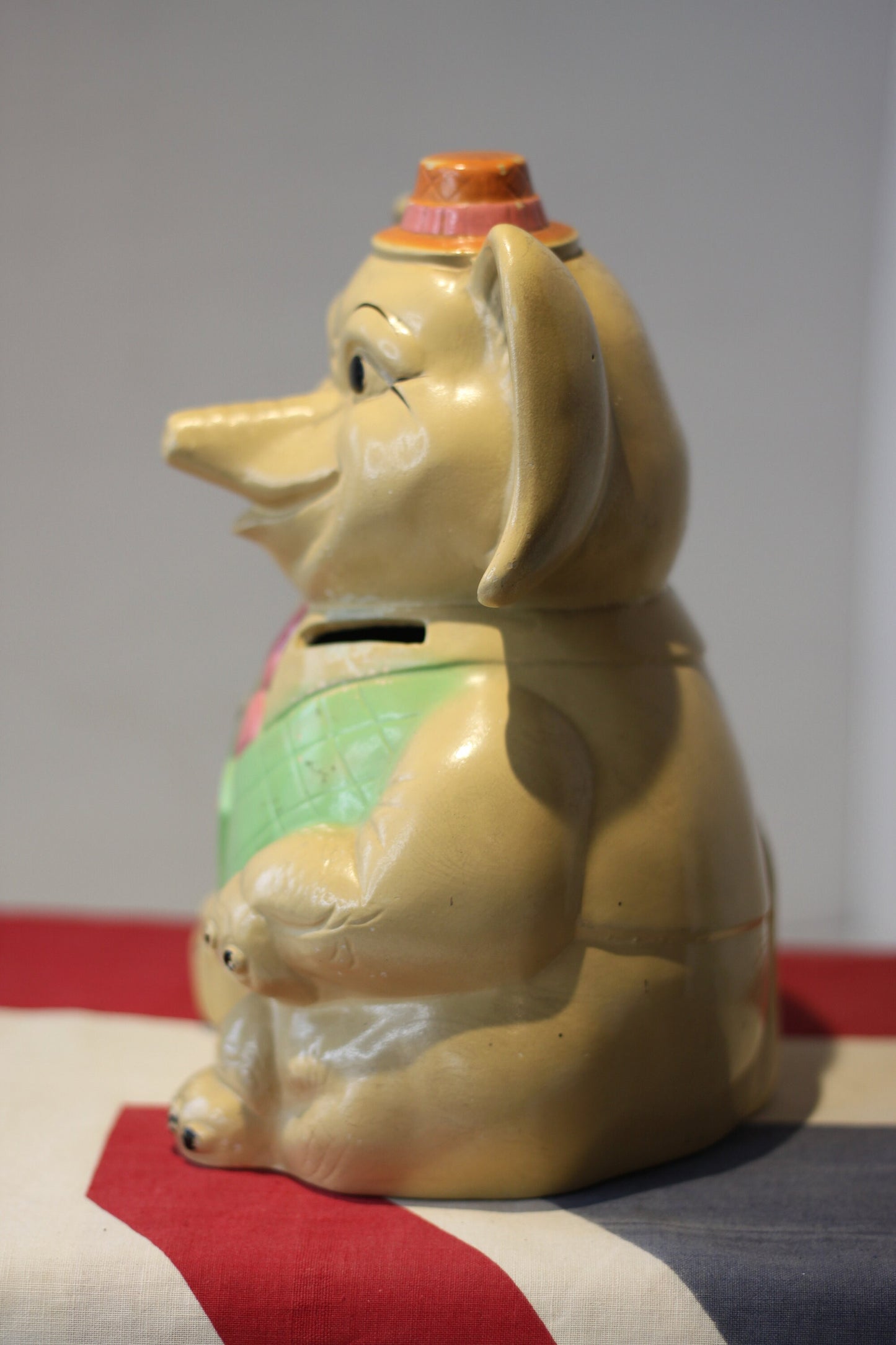 An Ellgreave Pottery Seated Elephant Money Bank -  22cm Tall c1950's