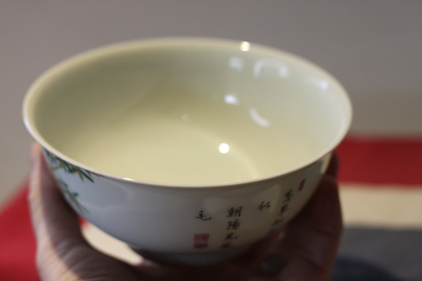 Vintage Chinese Famille Rose Porcelain Bowl with Birds and Bamboo – Qianlong Mark, Hand Painted Decorative Bowl (20th Century)