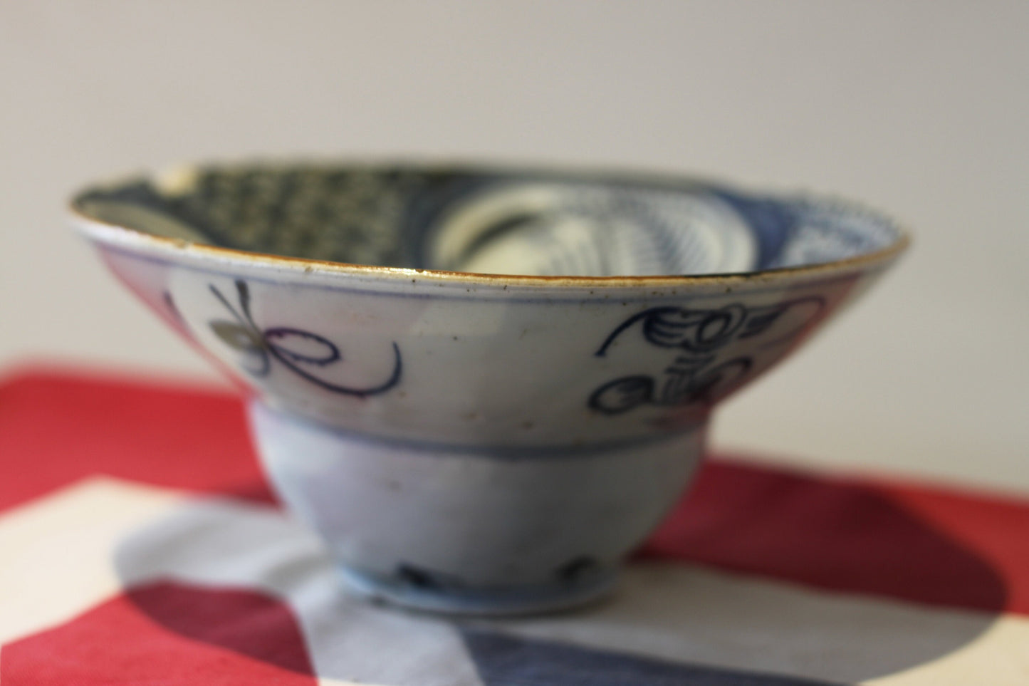 A Chinese Ceramic Blue and White Bowl With Fluted High Rim 16.5cm Diameter Marks to Base