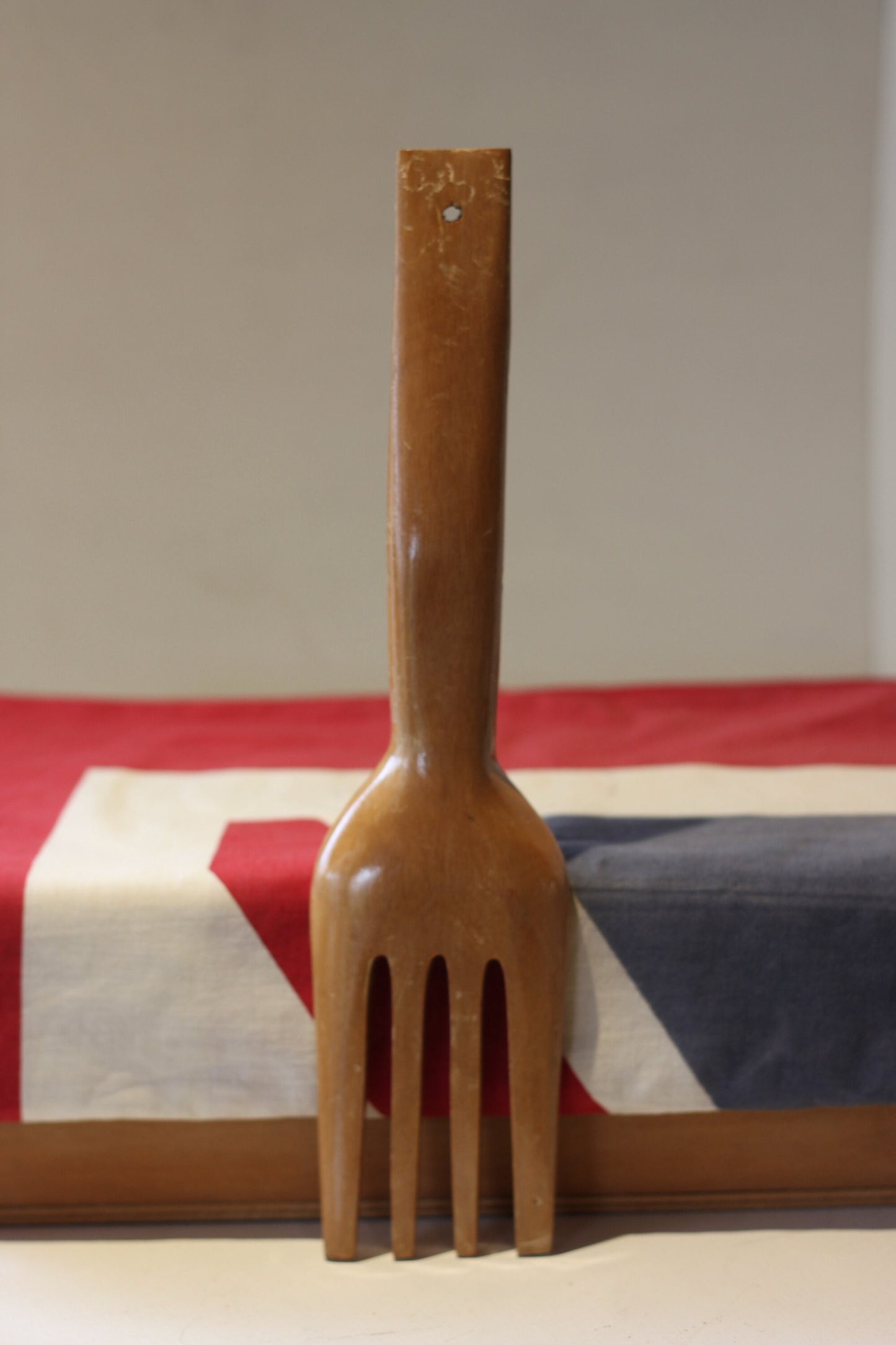 Folk Art decorative Fork with hand drawn tattoo style markings c1950