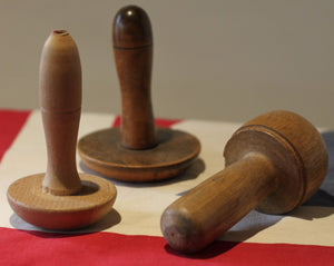 Three Vintage Hand Turned Wooden Sewing Darning Mushrooms Two 1930s / 1940s One Later