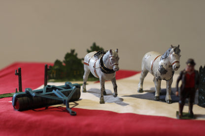 A Collection of Antique Hand Painted Diecast Metal/Lead Farmyard Animals, Figures and Accessories Mainly by Britains