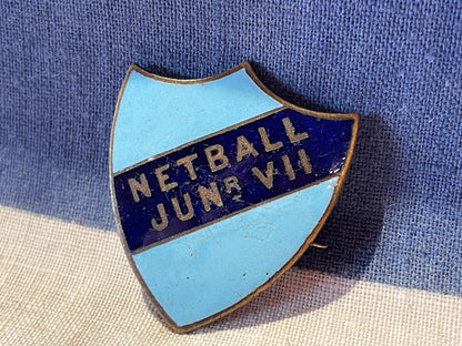 An Early Vintage Enamel Netball Junior VII Badge 28mm Wide 1980's by Thomas Fattorini Birmingham