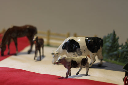 A Collection of Antique Hand Painted Diecast Metal/Lead Farmyard Animals, Figures and Accessories by FG Taylor and sons, Timpo and Britains