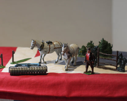 A Collection of Antique Hand Painted Diecast Metal/Lead Farmyard Animals, Figures and Accessories Mainly by Britains