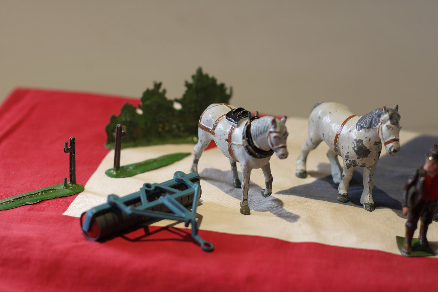 A Collection of Antique Hand Painted Diecast Metal/Lead Farmyard Animals, Figures and Accessories Mainly by Britains