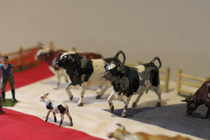 A Collection of Antique Hand Painted Diecast Metal/Lead Farmyard Animals, Figures and Accessories by F. G. Taylor and Britains