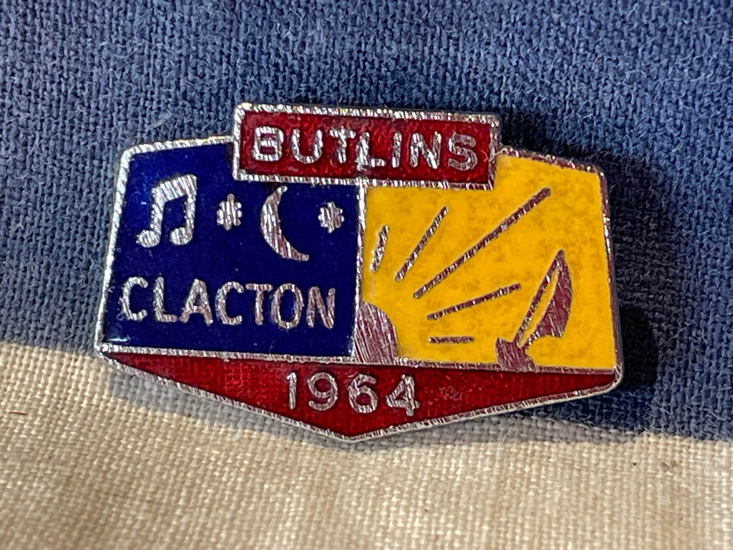 A Vintage Enamel Butlins Holiday Camp Clacton 1964 Pin Badge by Fattorini and Sons 28mm wide