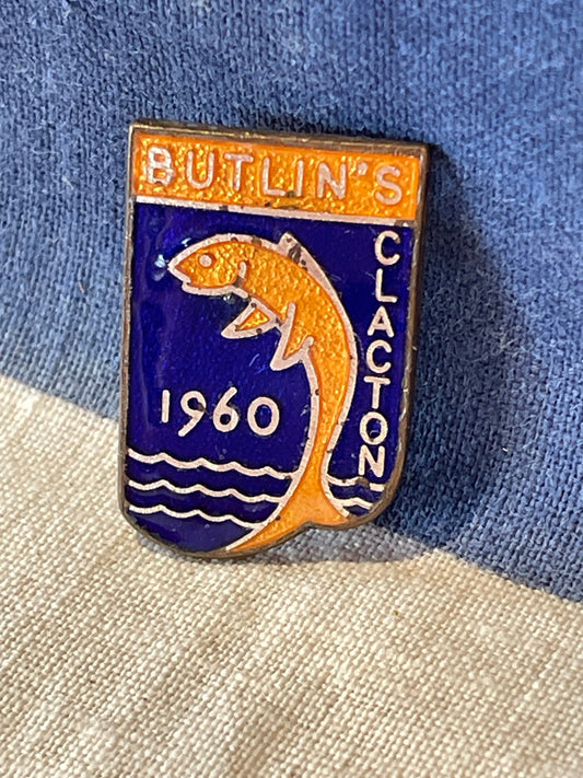 A Vintage Enamel Butlins Holiday Camp Clacton 1960 Pin Badge by J R Gaunt of London 25mm tall