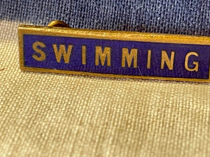 A Vintage Enamel Swimming Badge by Fattorini and Sons Birmingham 27mm Wide