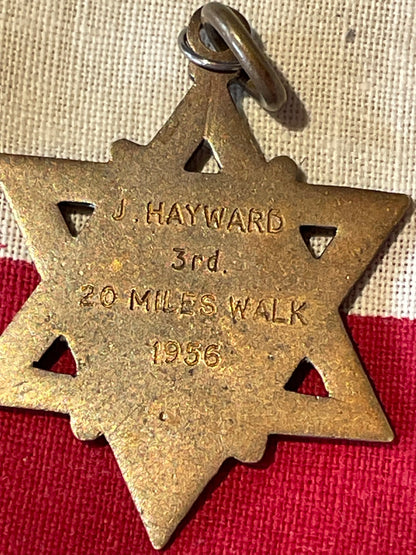 A vintage Enamel Enfield Medallion With J Hayward 3rd 20 mile Walk 1956 on Reverse 29mm Wide