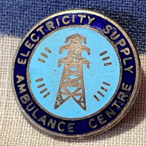A Vintage Silver Plate and Enamel Electricity Supply Ambulance Centre Badge 19mm Diameter