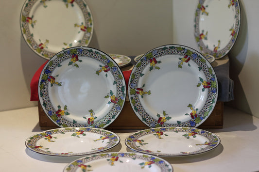 Nine Vintage Hand Finished/Painted Grape and Floral Royal Doulton China Tea/Bread Plates Marked H.1740